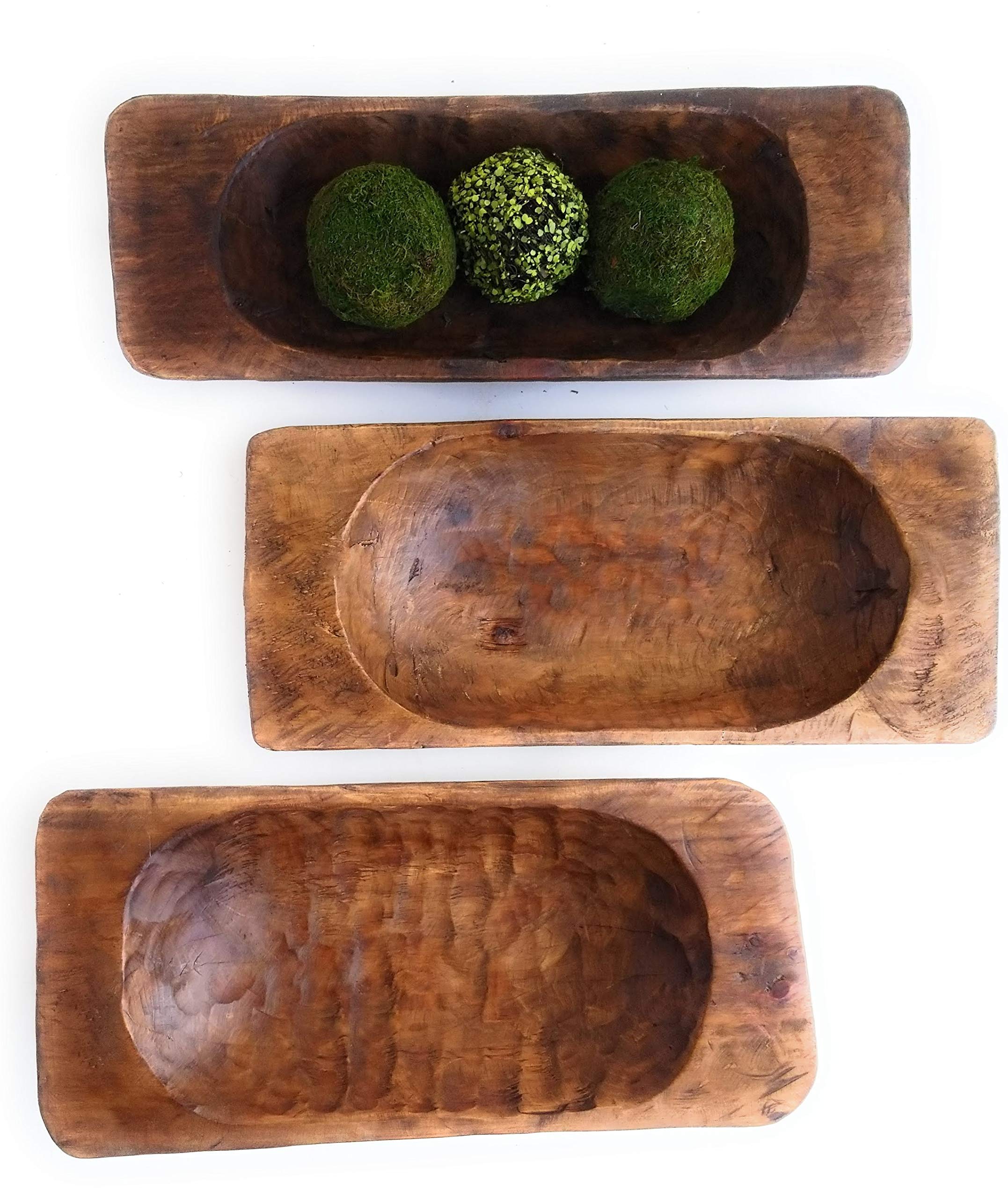 Large Decorative Wood Dough Bowl - Grand Canyon Style Rustic Table Centerpiece for Farmhouse Dining, Kitchen Decor & Wedding Decorations
