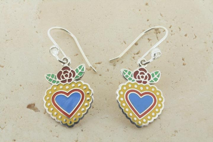 Flying Heart Drop Earrings - Yellow, Red, Blue Dangle Earrings for Women | Valentine's Day, Date Night, Party Jewelry Gift