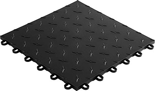 TracStep Modular Interlocking Garage Floor Tiles - 100-Piece Black Set for Home Gym, Workshop & Garage Organization