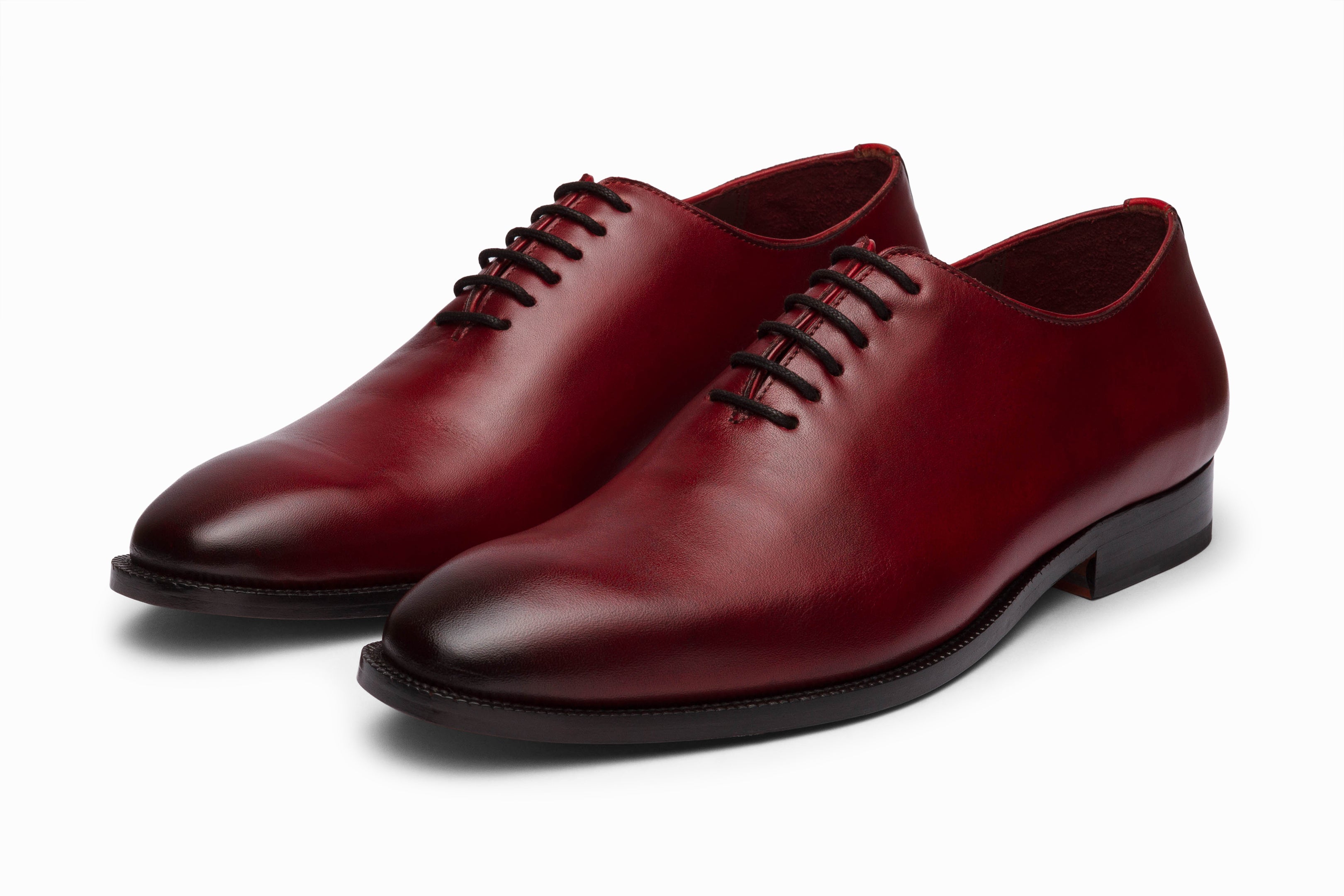 Premium Plain Wholecut Oxford Dress Shoes for Men - Dark Oxblood Leather - Perfect for Business, Formal Events & Weddings