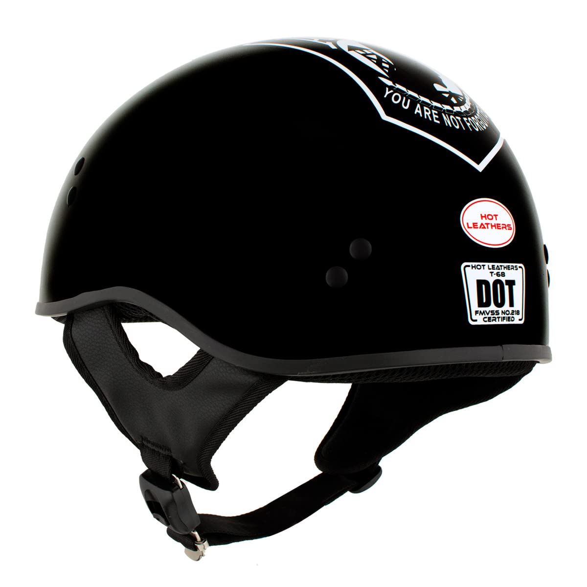 Milwaukee Leather HLD1004 POW Gloss Black DOT Approved Motorcycle Half Helmet - Small | Skull Cap Design for Bikers & Cruiser Riders | Perfect for Urban Commuting & Short Rides