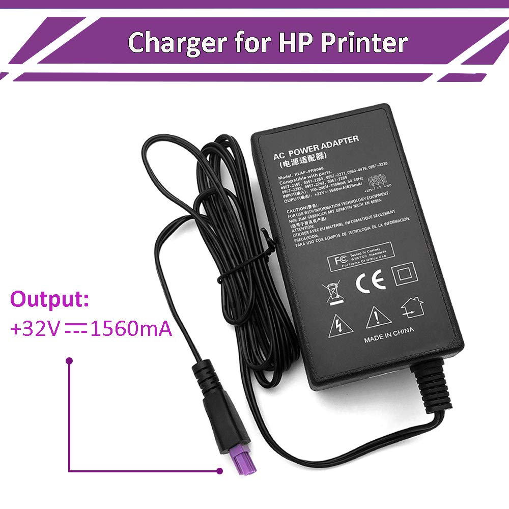 32V 1560mA AC Power Adapter Charger for HP Photosmart B210 C7250 C7280 C310 & OfficeJet 7400A 6500 7612 J4550 4500 Series Printers - Compatible with All-in-One 4500 J4540 C6180 6000 & Wireless Printers - Perfect for Home Office Printing Needs