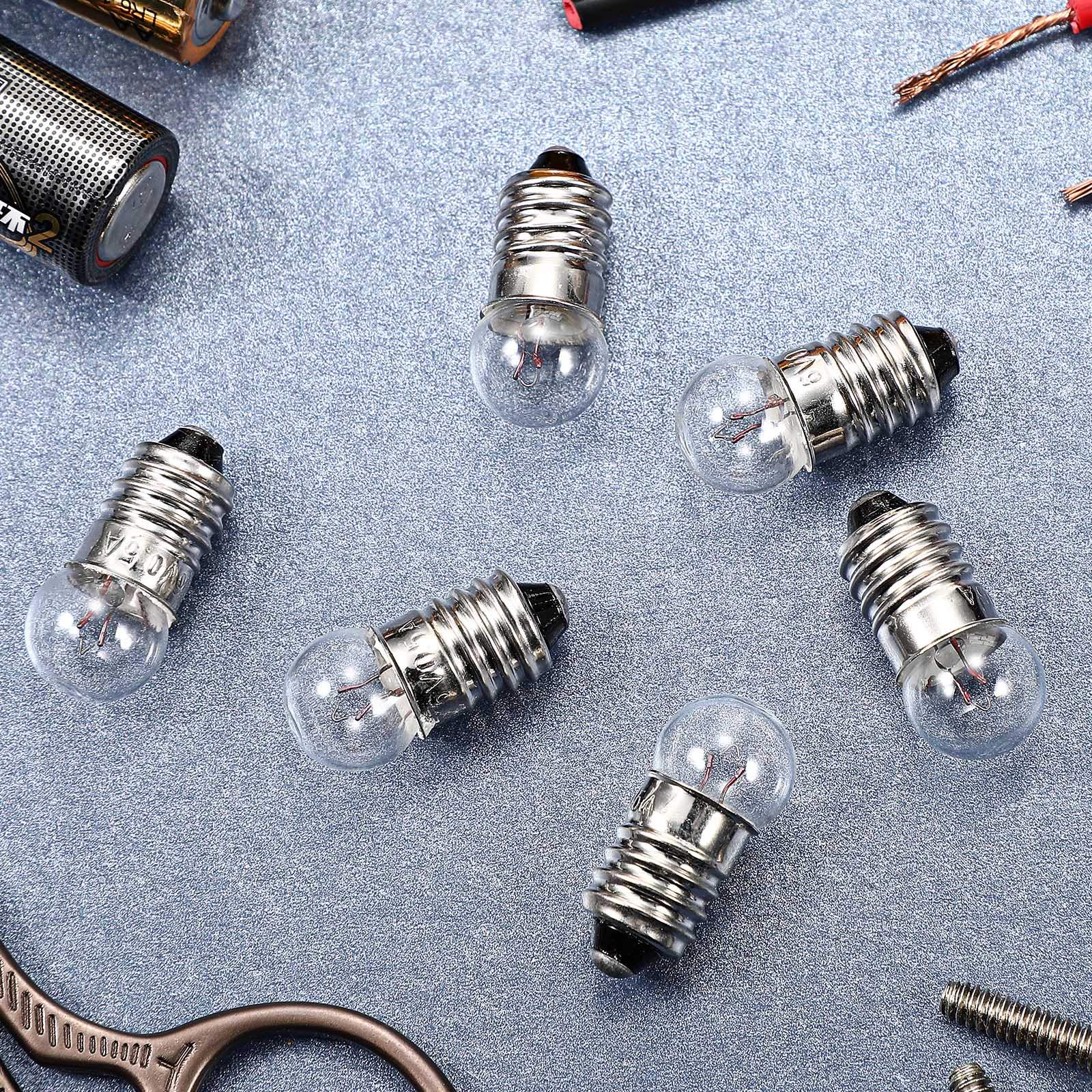 Honoson 20-Pack E10 Mini Light Bulbs 6V 0.5A - Tiny Screw Base Replacement Bulbs for Flashlights, Electrical Experiments & DIY Projects - Perfect for Science Kits, Model Lighting, and Emergency Tools