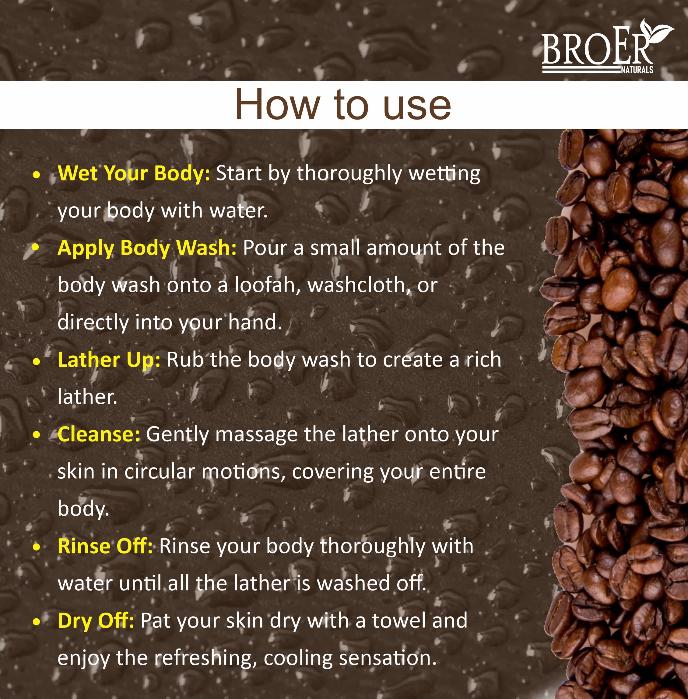 BROER De-Tan Coffee Body Wash for Men & Women - Caffeine Infused Shower Gel, Paraben & Sulphate Free, 200ml | Exfoliating & Brightening Skin Care for Post-Workout & Morning Refreshment