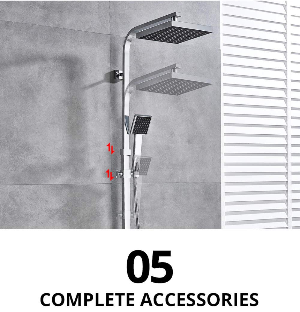 Chrome 8-inch Wall Mounted Bath Shower Mixer Faucet with Rotating Tub Spout, Rainfall Shower Head & Hand Shower - Perfect for Modern Bathroom Renovation and Spa-like Showering Experience