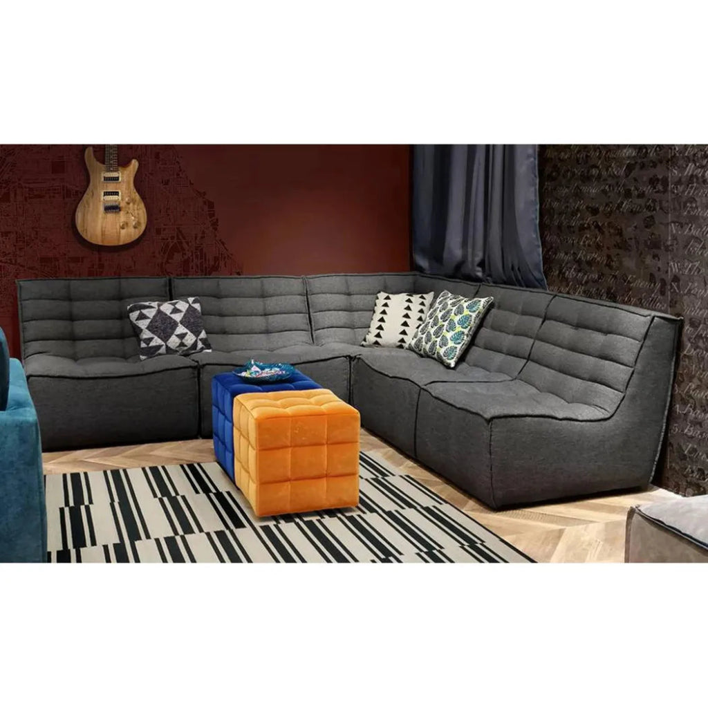 5-Piece Grey Corner Modular Sectional Sofa Set - Modern L-Shaped Couch for Living Room, Lounge & Home Theater
