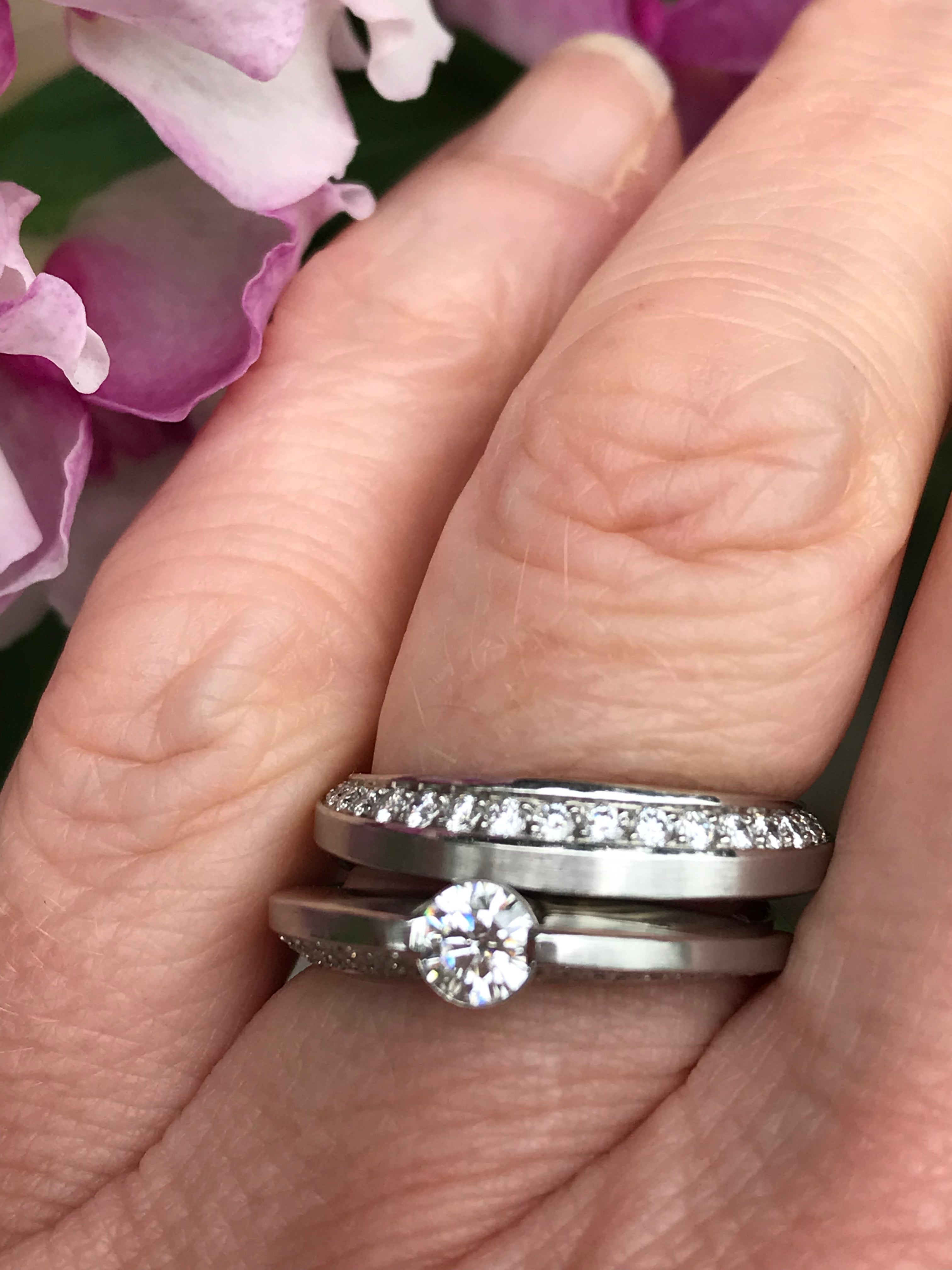 Platinum & Diamond Wedding Band for Women - Elegant Stackable Ring for Bridal, Engagement, Anniversary & Everyday Wear