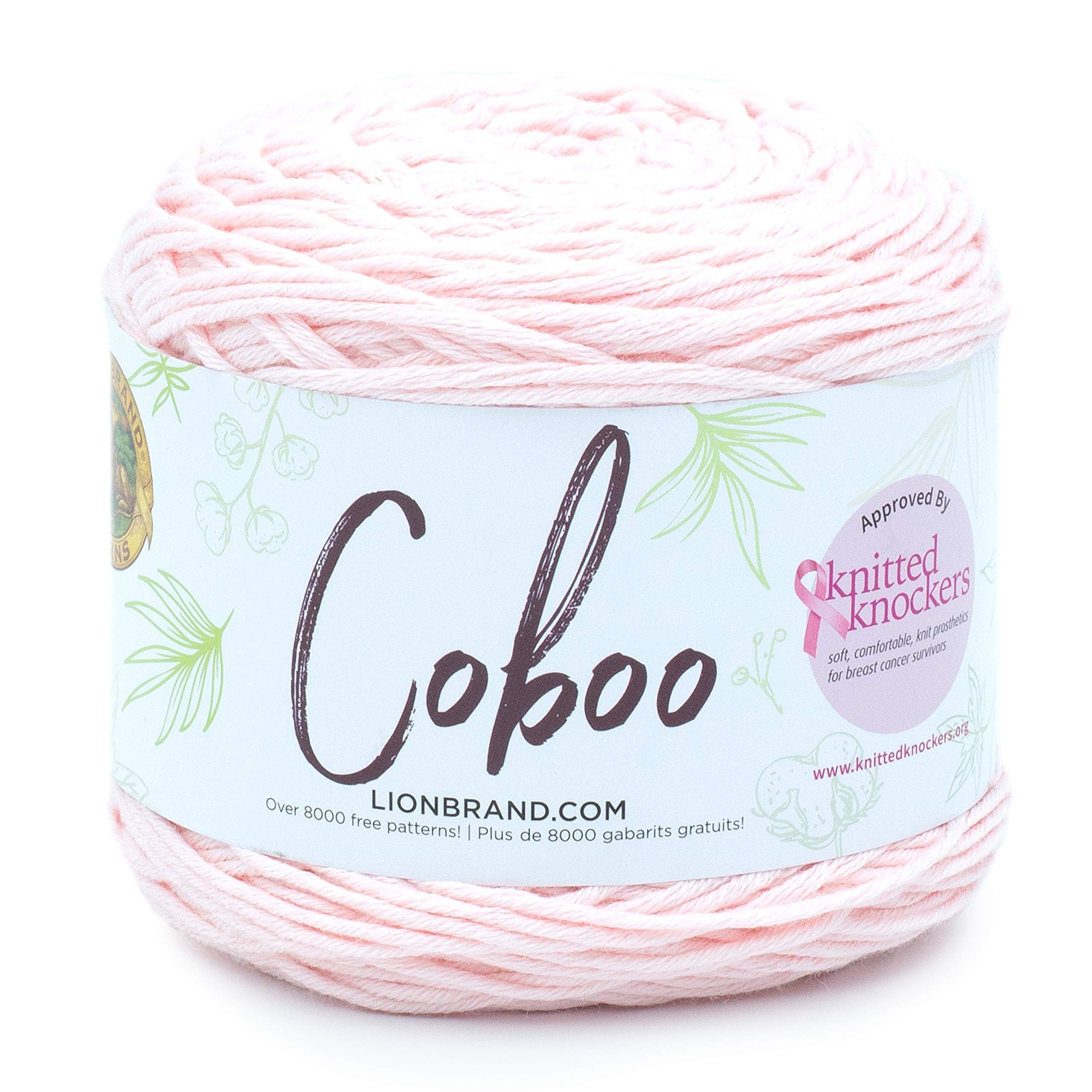 Lion Brand Yarn Coboo Yarn - Soft Cotton Bamboo Blend (1 Skein), Pale Pink | Perfect for Knitting, Crocheting, Baby Clothes & Summer Crafts