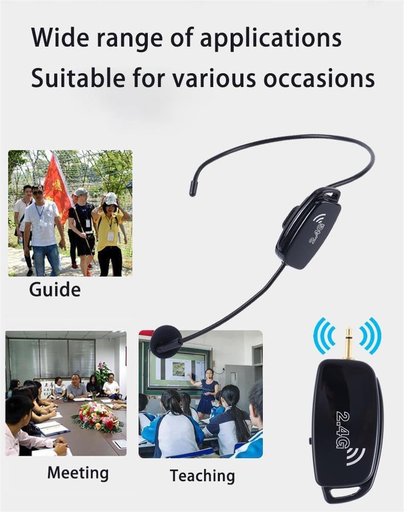 2.4G Dual Wireless Microphone System - Headset & Handheld Mic 2-in-1 for Teachers, Yoga Instructors, Fitness Trainers & Public Speakers | Perfect for Classroom Teaching, Group Fitness Classes, Yoga Sessions & Professional Presentations
