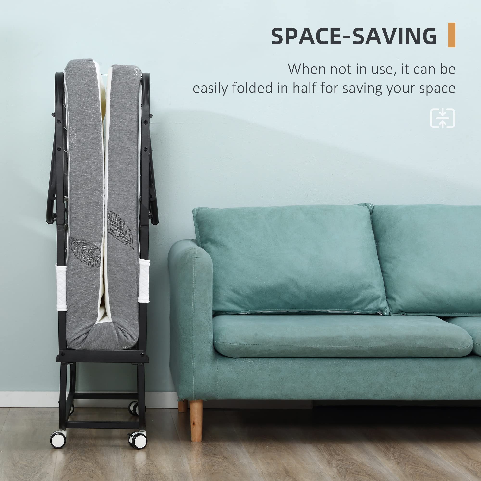 HOMCOM Rollaway Bed with 4
