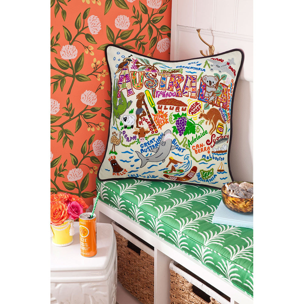 Hand Embroidered Australian Pillow Covers - Boho Home Decor for Living Room, Bedroom & Sofa