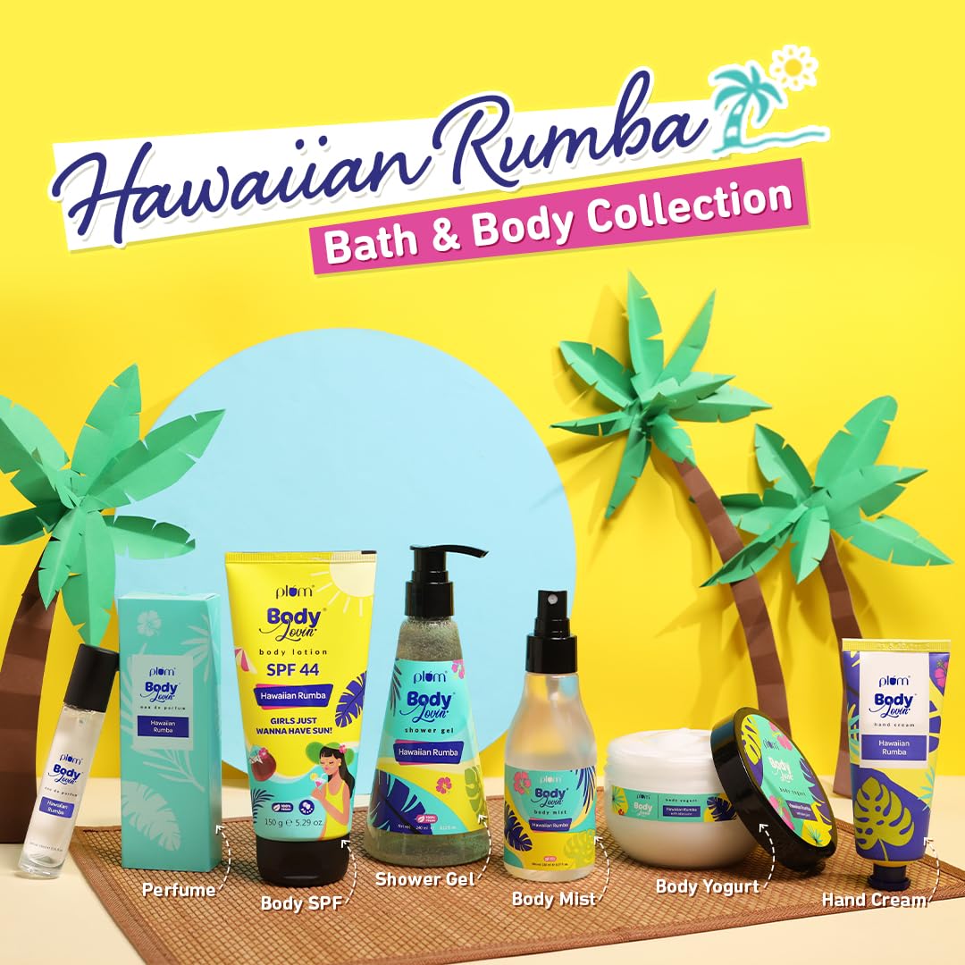 Plum BodyLovin Hawaiian Rumba Body Mist for Women - Long Lasting Tropical Fragrance Perfume Spray | Vegan, Paraben Free, Travel Size 100ml | Beachy Fresh Scent for Summer, Vacation & Daily Wear