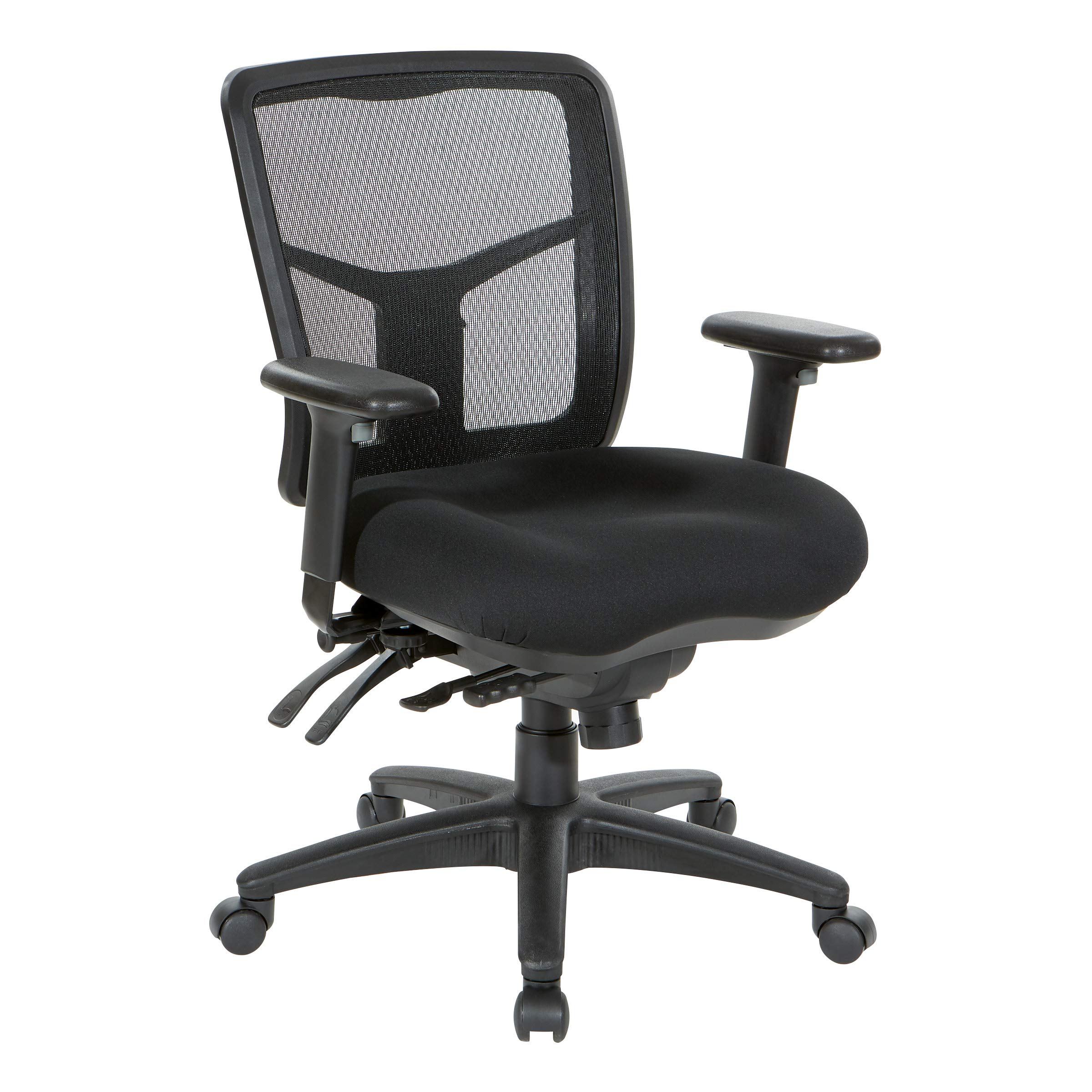 Office Star ProGrid Breathable Mesh Manager's Office Chair - Adjustable Seat Height, Multi-Function Tilt Control & Seat Slider - Mid Back Ergonomic Design with Coal FreeFlex Fabric - Perfect for Home Office, Executive Workspace & Long Work Sessions