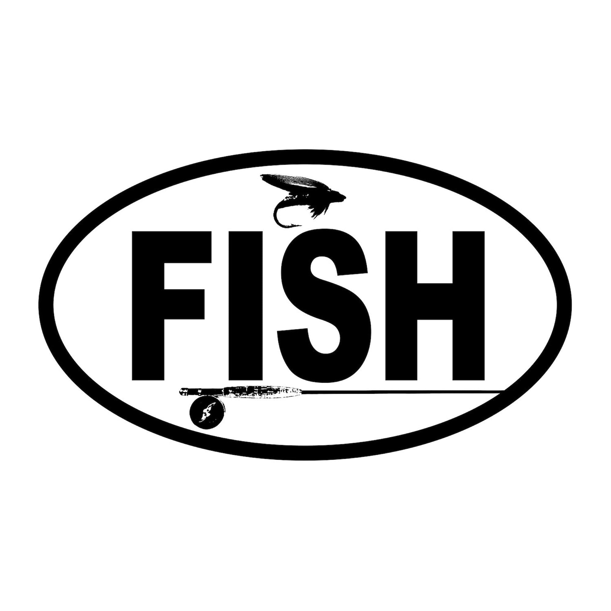 Fishing Fly and Rod Oval Sticker - Durable Car Bumper Decal for Anglers - Perfect for Trucks, Coolers & Fishing Gear