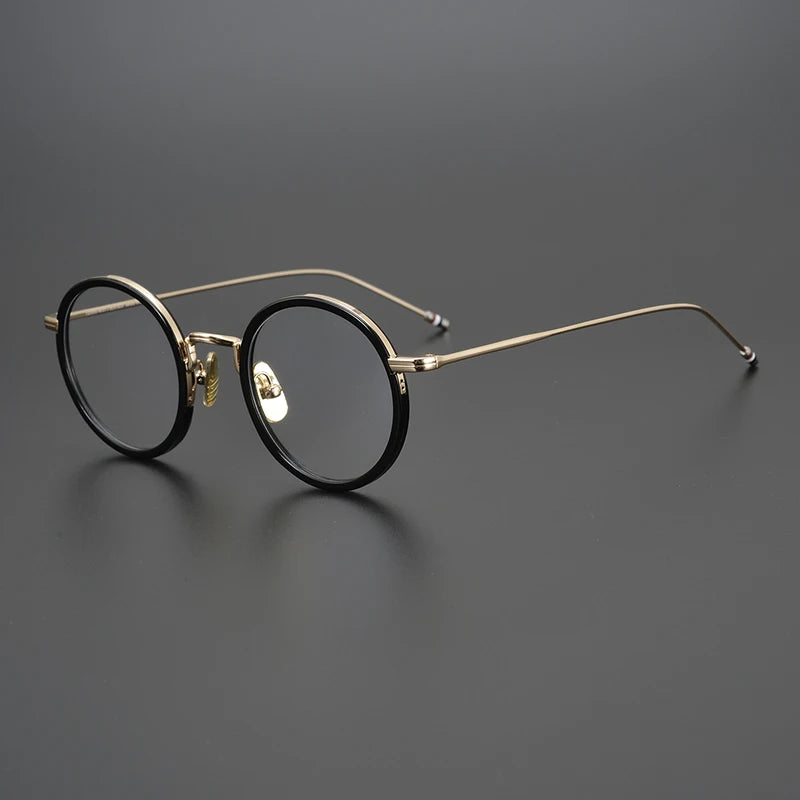 Stylish Black Unisex Full Rim Round Eyeglasses X906 - Lightweight Alloy & Acetate Frame for Work, Reading, and Fashion