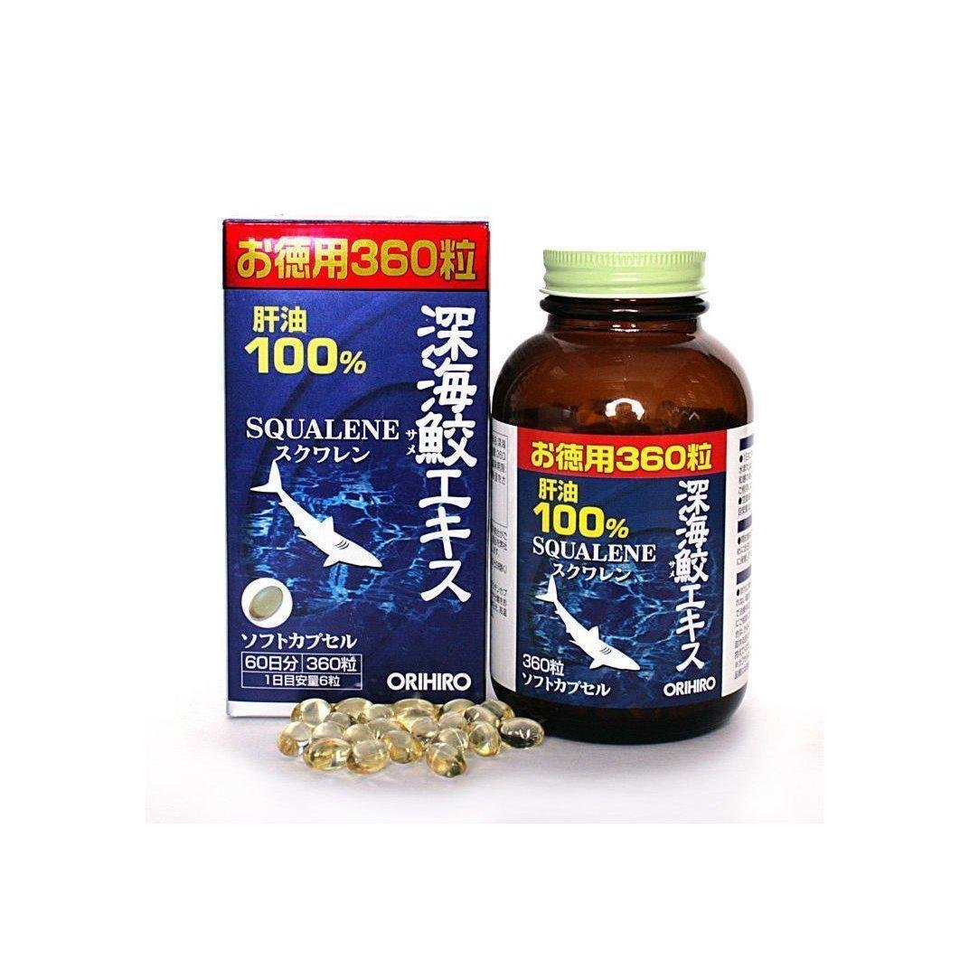 Orihiro Deep Sea Shark Liver Oil Squalene Supplement 360 Softgels | Premium Omega-3 & Antioxidant Support for Heart, Skin & Immune Health | Daily Wellness for Adults & Seniors