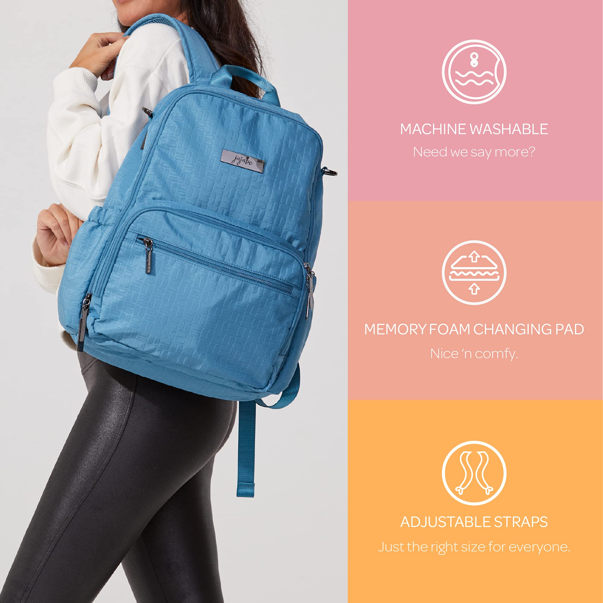 JuJuBe Zealous Diaper Backpack - Stylish Baby Bag with 9 Pockets & Hidden Camo Print | Perfect for Moms, Travel & Everyday Use