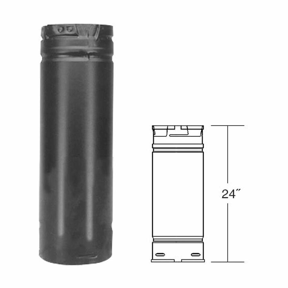 Duravent 4 x 24 Inch Black Straight Chimney Pipe - 4PVP 24B for Wood Stove, Fireplace & Venting Systems