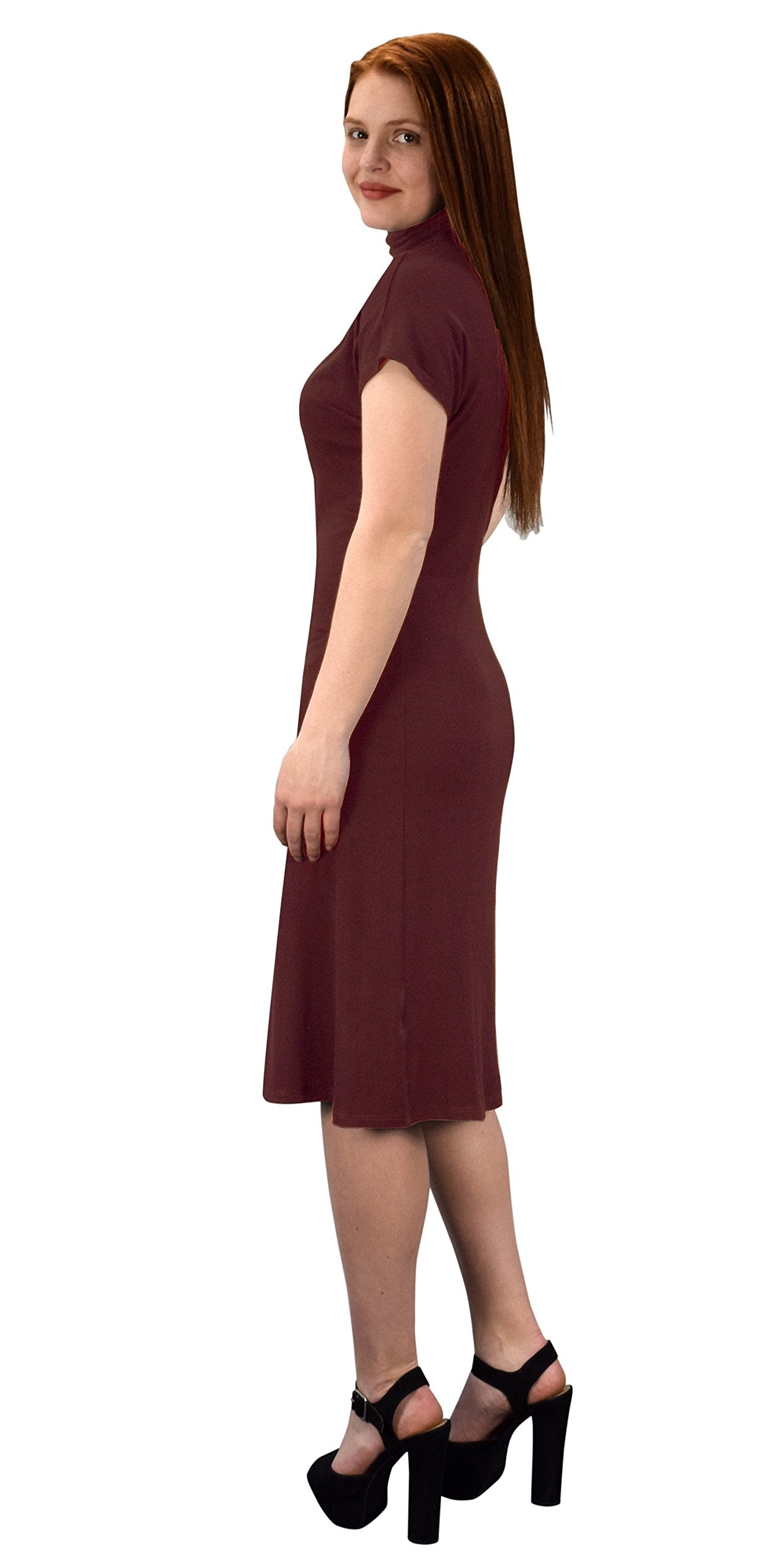 Stylish Turtle Neck Short Sleeve Bodycon Midi Dress for Women - Perfect for Office, Date Night & Cocktail Parties