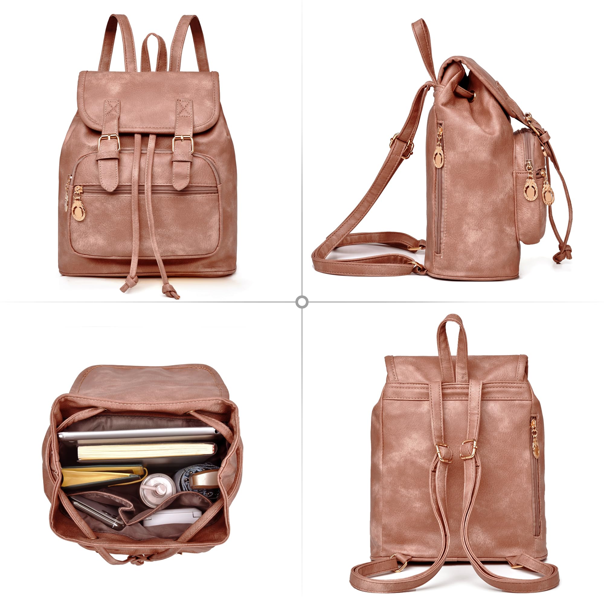 Mini Leather Backpack Purse for Women - Lightweight Small Daypack Shoulder Bag, Fashionable Travel & Everyday Use