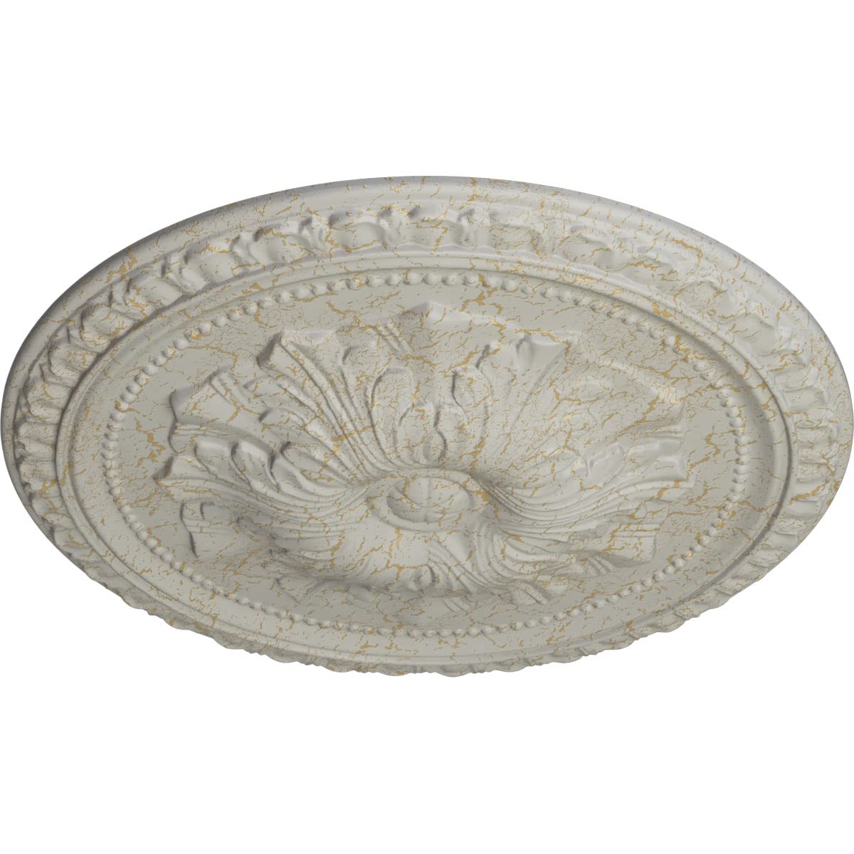 Ekena Millwork CM18RIPCC 18 Inch Richmond Ceiling Medallion - Hand-Painted Pot of Cream Crackle Finish, 1 3/8