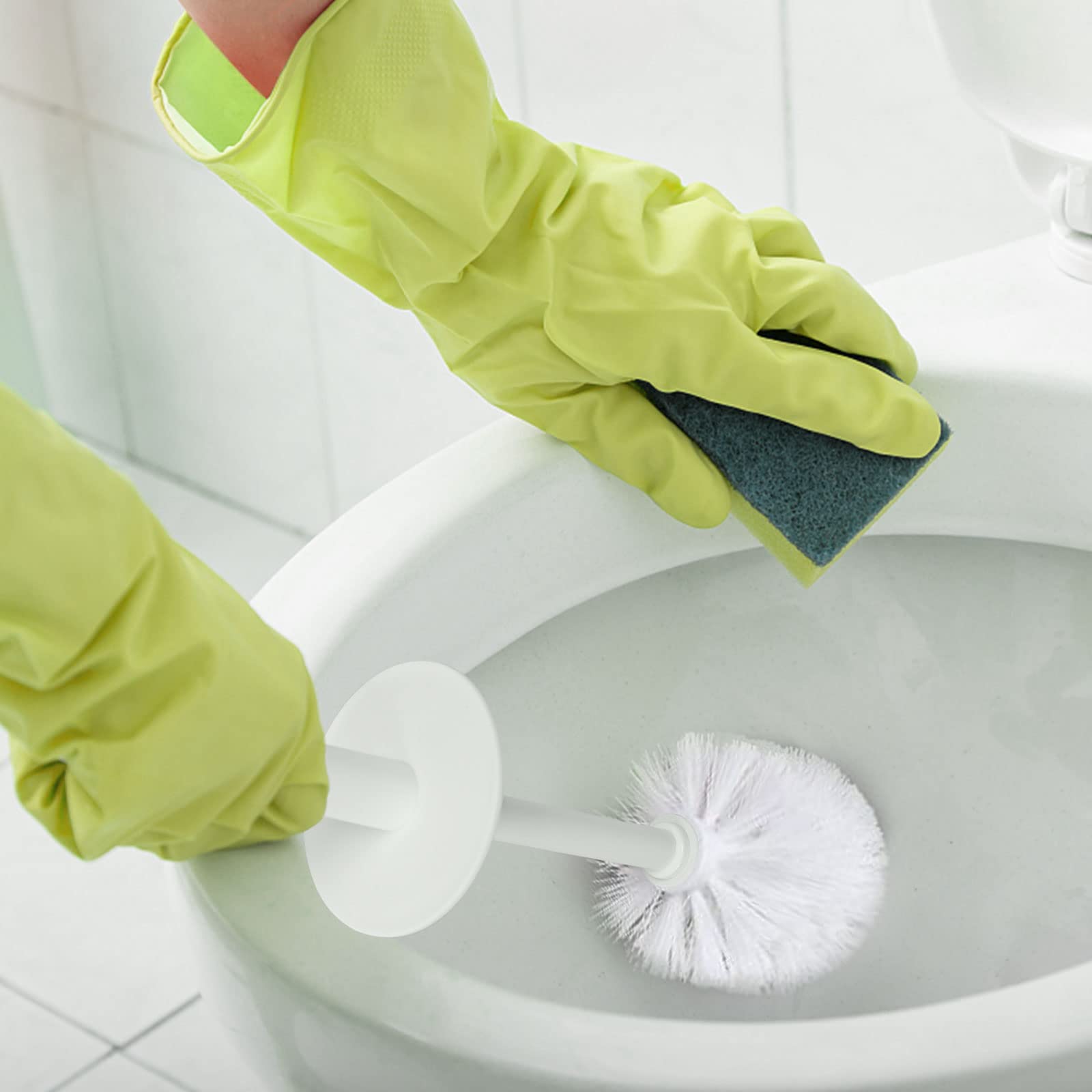 Topsky 2-Pack Toilet Brush Set with Holder & Replacements - Durable Bathroom Cleaning for Home