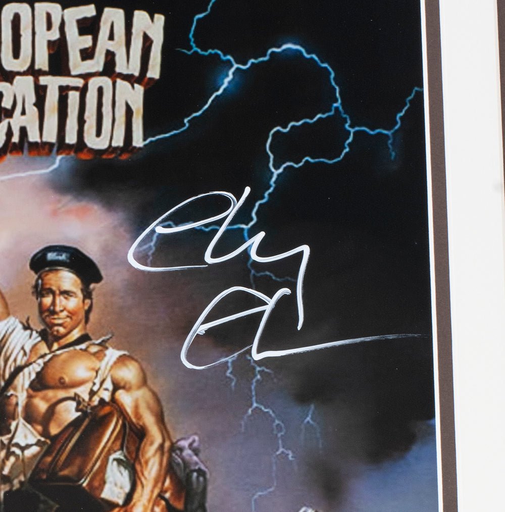 Authentic Chevy Chase Signed 11x17 Framed Photo - National Lampoon's European Vacation - JSA Certified - Perfect for Movie Memorabilia Collectors & Home Theater Decor