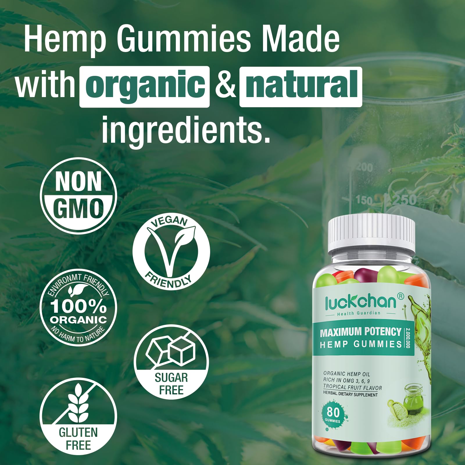 (2 Packs) Premium High Potency Hemp Gummies - 100% Natural Organic Hemp Oil Supplement for Adults - Extra Strength Stress Relief & Sleep Support - Made in USA - Perfect for Relaxation, Anxiety Relief & Better Sleep