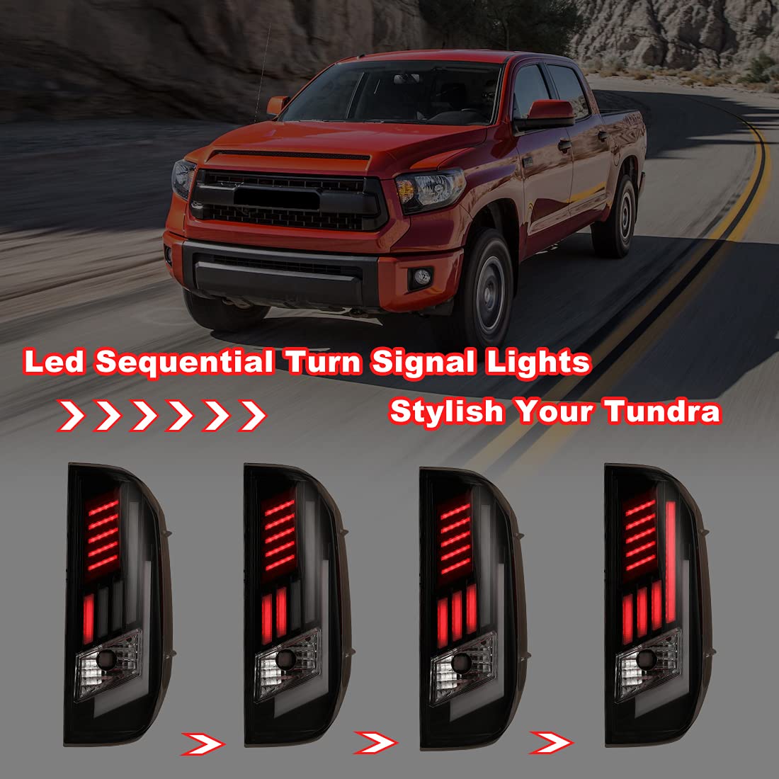 Nixon Offroad LED Sequential Tail Lights Assembly for 2014-2022 Toyota Tundra - Pair with LED Turn Signals, DRL & Brake Lights (Clear) - Upgrade Your Tundra Pickup for Enhanced Visibility & Style