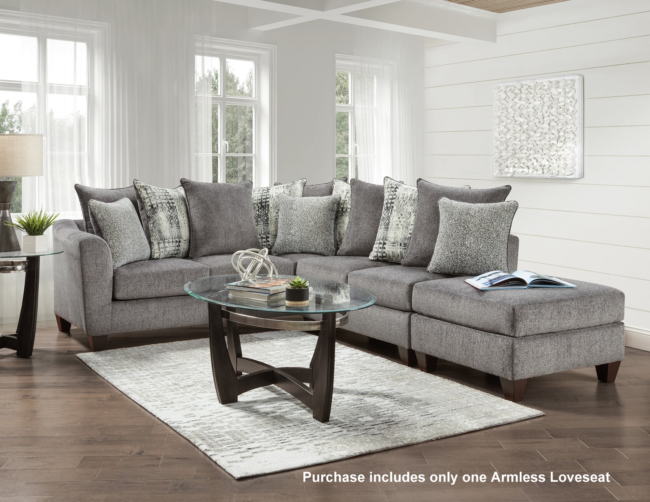 Davoz Upholstered Armless Loveseat - Modern Tori Slate Fabric Sofa for Small Spaces | Perfect for Apartments, Living Rooms & Cozy Reading Nooks