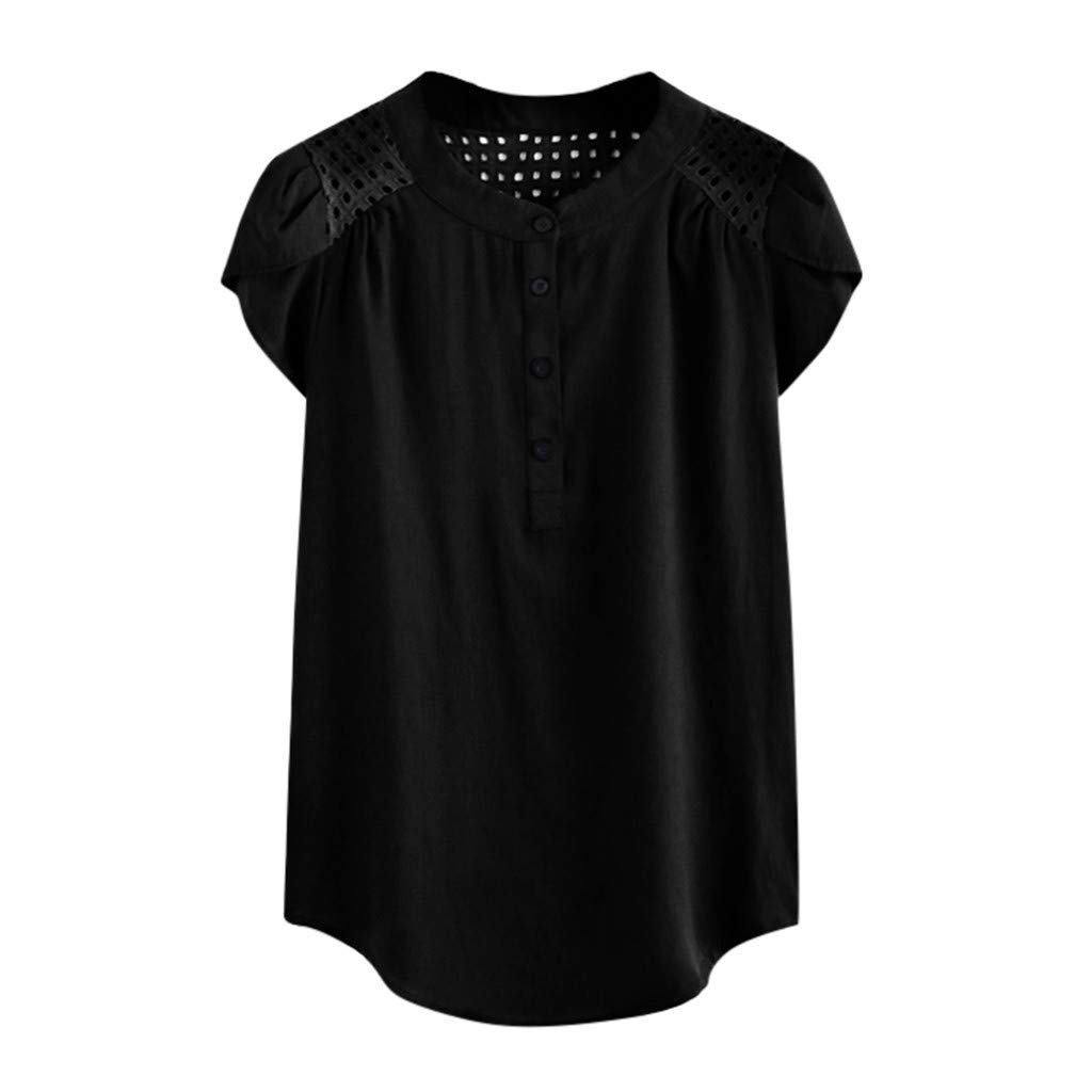 Vacger Women's Fashion Solid Hollow Out T-Shirt - Short Butterfly Sleeve Casual Vest Top for Summer | Perfect for Beach, Party, and Everyday Wear