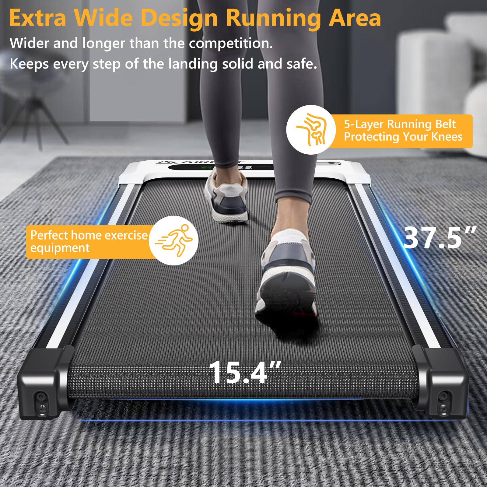 4 in 1 Under Desk Treadmill with Incline - 2.5HP Portable Walking Pad for Home Office, Jogging & Walking - Quiet Low-Noise Design with LED Display & Remote Control Lanyard - Perfect for Small Spaces, Work from Home Fitness & Apartment Workouts