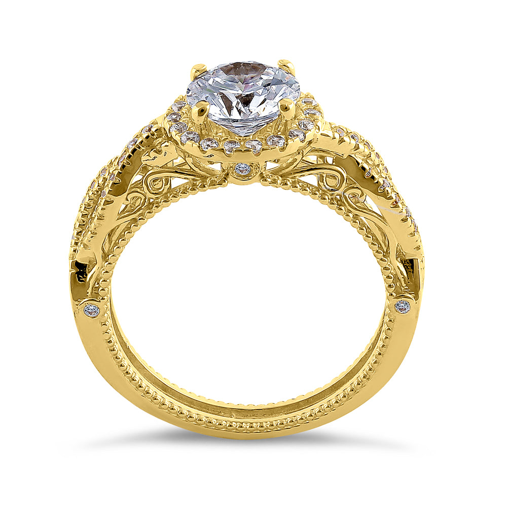 14K Yellow Gold Royal Twist Round Cut Cubic Zirconia Engagement Ring for Women - Perfect for Proposals, Anniversaries & Special Occasions