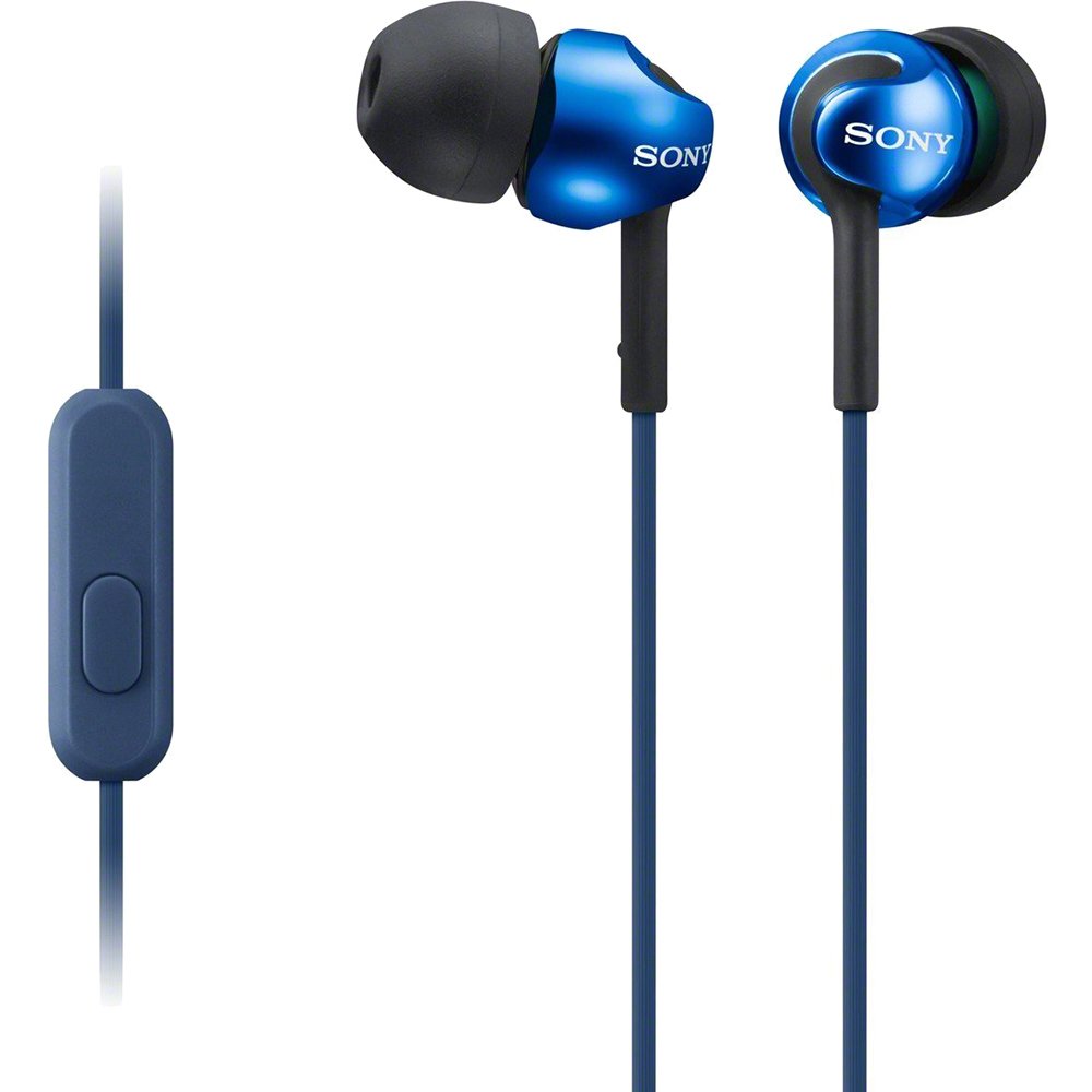 Sony MDR-EX110AP/L In-Ear Headphones with Built-in Mic - HiFi Sound, Noise Isolation, Comfort Fit (Blue) - Perfect for Commuting, Workouts & Gaming
