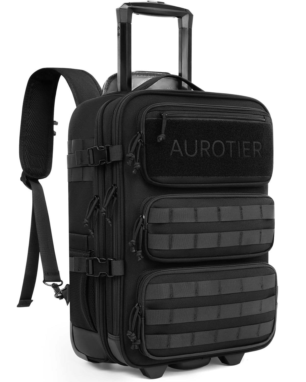 17 Inch Rolling Tactical Laptop Backpack - Military Wheeled Computer Backpack for Men & Women | Durable Roller Carry-On Luggage for Work Travel, Overnight Trips & Outdoor Hiking | Molle System & Wheels (Black) - Perfect for Business Travel, Airport Commute & Adventure Camping