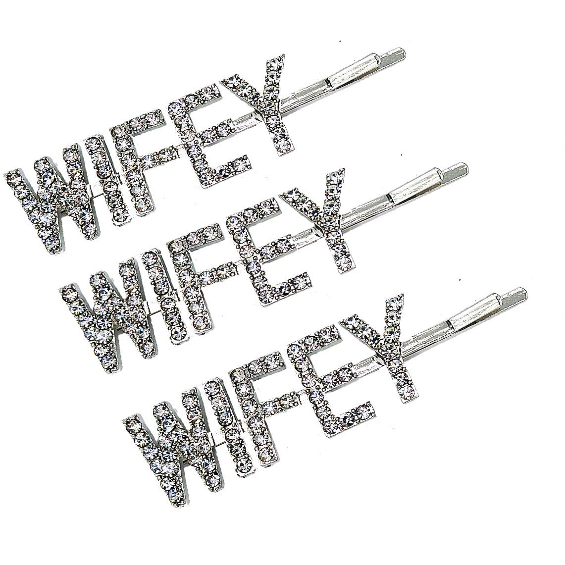 Blingbling WIFEY Hair Clips - Rhinestone Letters Hairpins for Women | Wedding & Party Accessories
