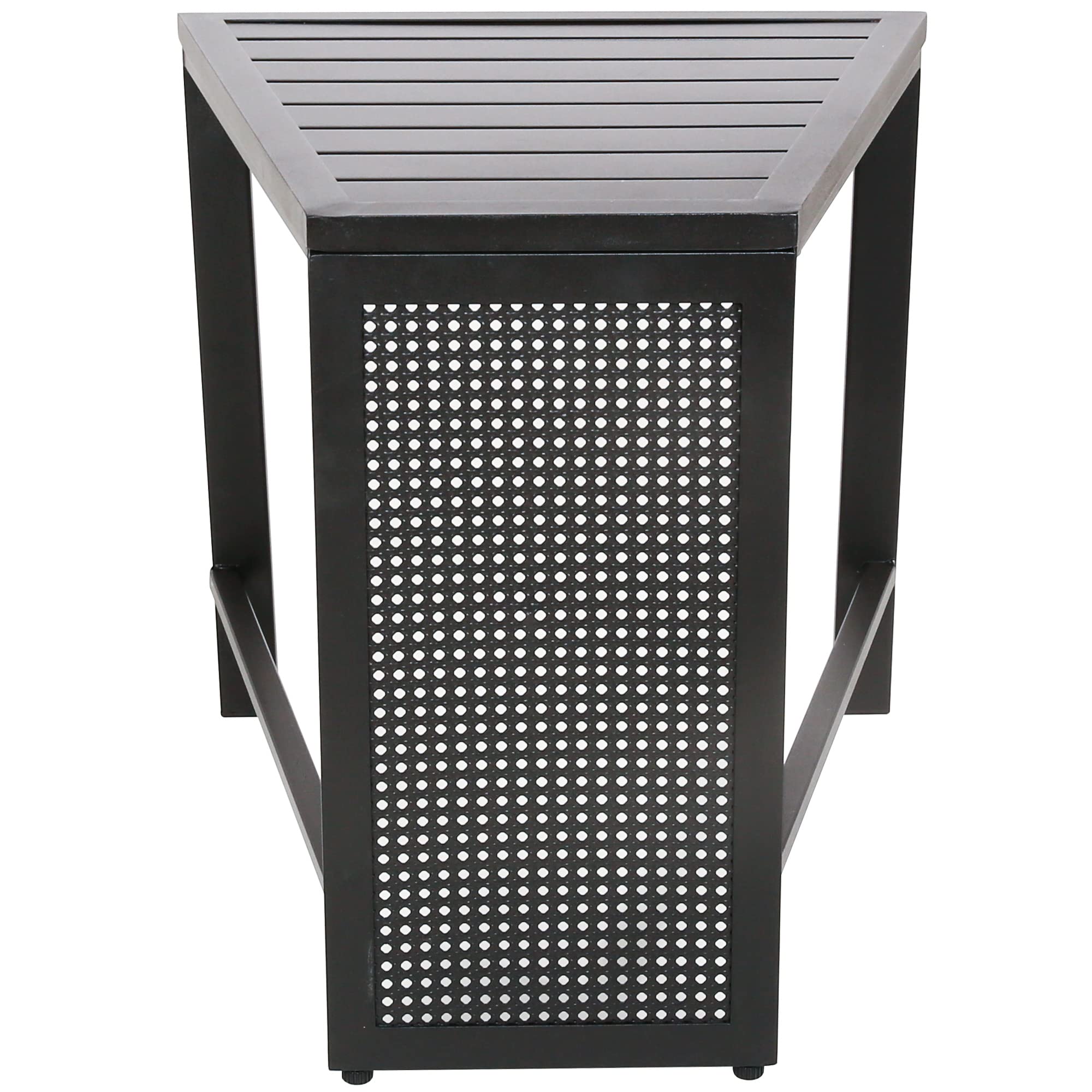 Black Metal Accent End Table - MA320 Outdoor Patio Side Table for Garden, Poolside & Balcony Furniture - Durable Weather-Resistant Design
