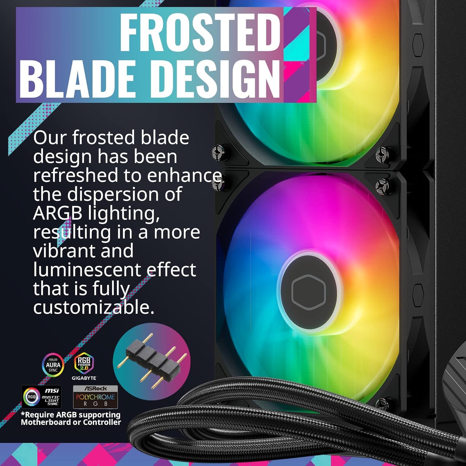 Cooler Master MasterLiquid 360L Core ARGB CPU Liquid Cooler - High Performance Dual Chamber Gen S Pump, Premium Radiator & 120mm ARGB Fans, Compatible with LGA 1700 & AM5 Sockets - Black - Perfect for Gaming PCs, Workstations & Overclocking Systems