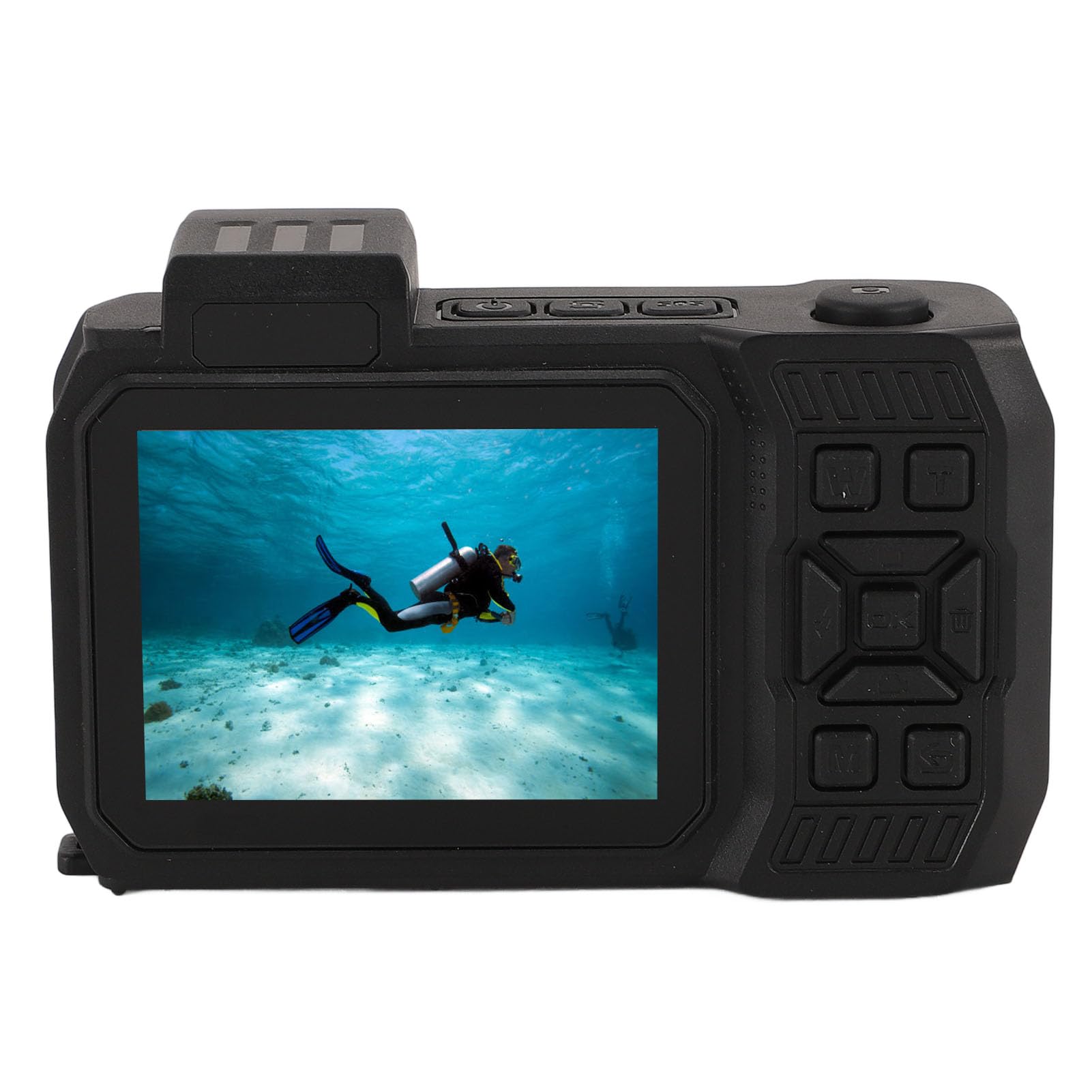 48MP 4K Waterproof Digital Camera with 16X Zoom, Autofocus & Anti-Shake | 2500mAh Battery & Dual Screens for Perfect Selfies | Ideal for Outdoor Sports, Snorkeling, Beach Trips & Underwater Photography (Orange)
