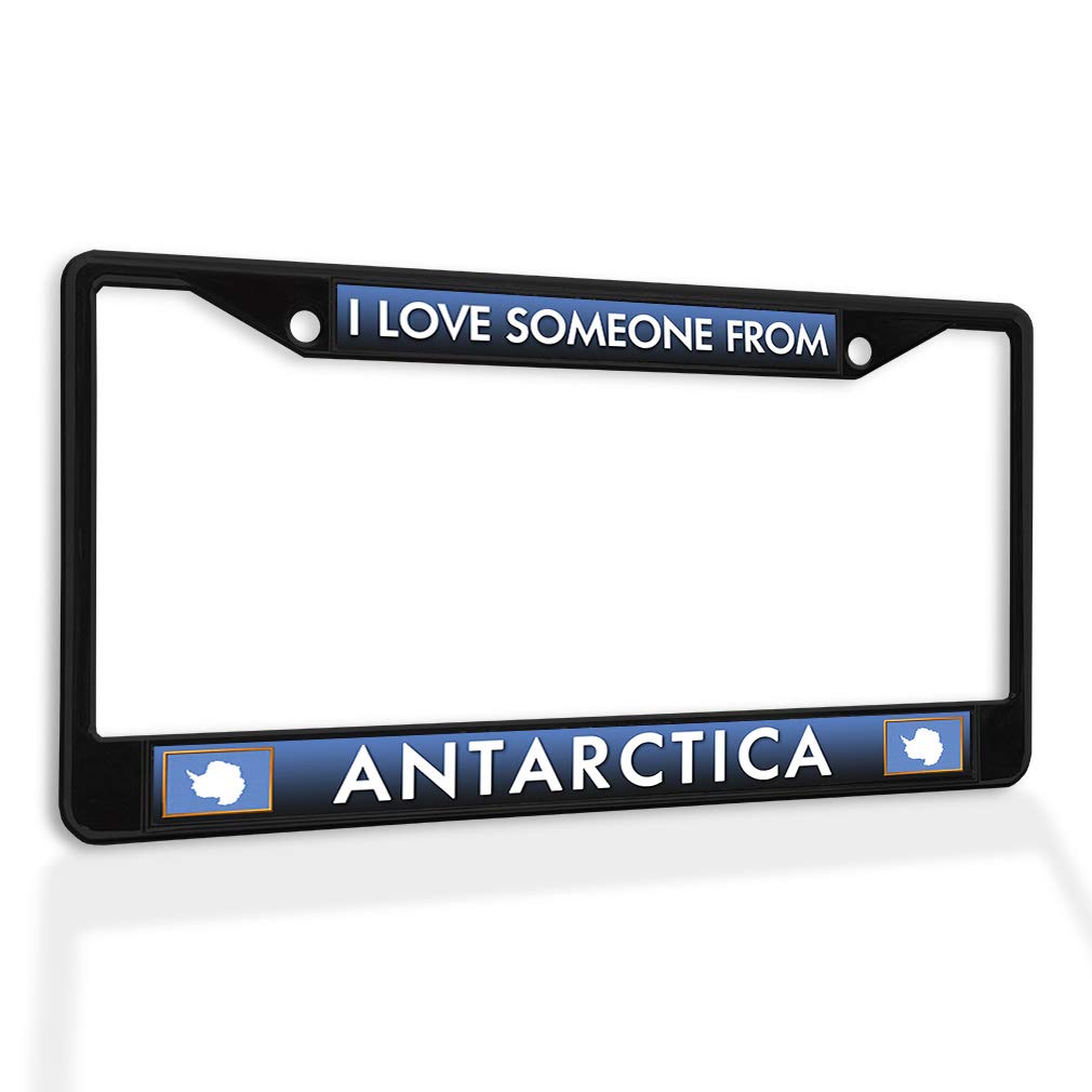 Metal Insert License Plate Frame - I Love Someone from Antarctica - Weatherproof Car Accessories - Black 2 Hole Solid Design - Durable Auto Exterior Upgrade for Cars, Trucks & SUVs - Perfect for Cold Weather & Road Trips