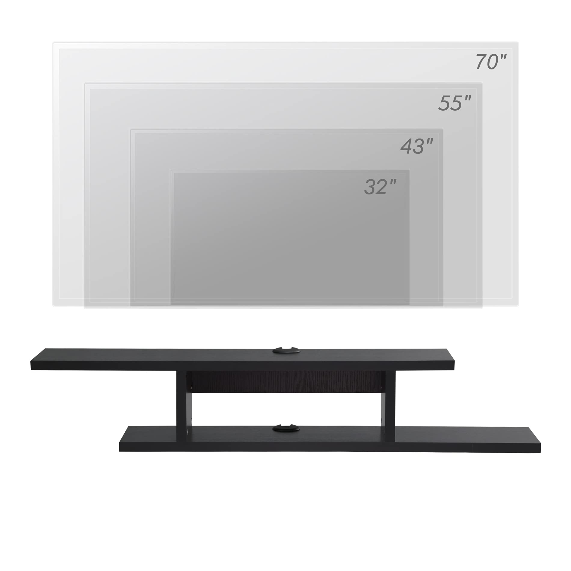 FITUEYES 50 Inch Floating TV Stand with Blue LED Lights - Wall Mounted Under TV Shelf, Modern Entertainment Center & Media Console for Living Room & Bedroom - Black Grain - Perfect for Small Spaces & Home Theater Setup