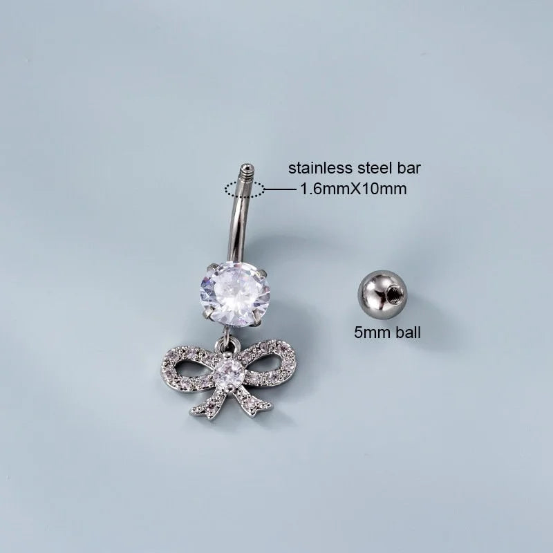 14G Surgical Steel Dangle Navel Ring - Hypoallergenic Starfish Belly Button Piercing Jewelry | Perfect for Summer Beach Vacations & Body Piercing Enthusiasts