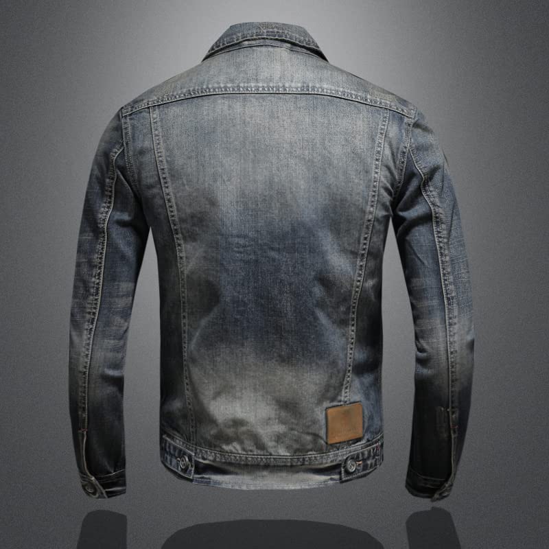 Men's Denim Jacket - Classic Blue Jean Jacket with Lapel & Zipper for Spring & Autumn | Casual Outerwear for Everyday Wear, Date Nights & Weekend Outings