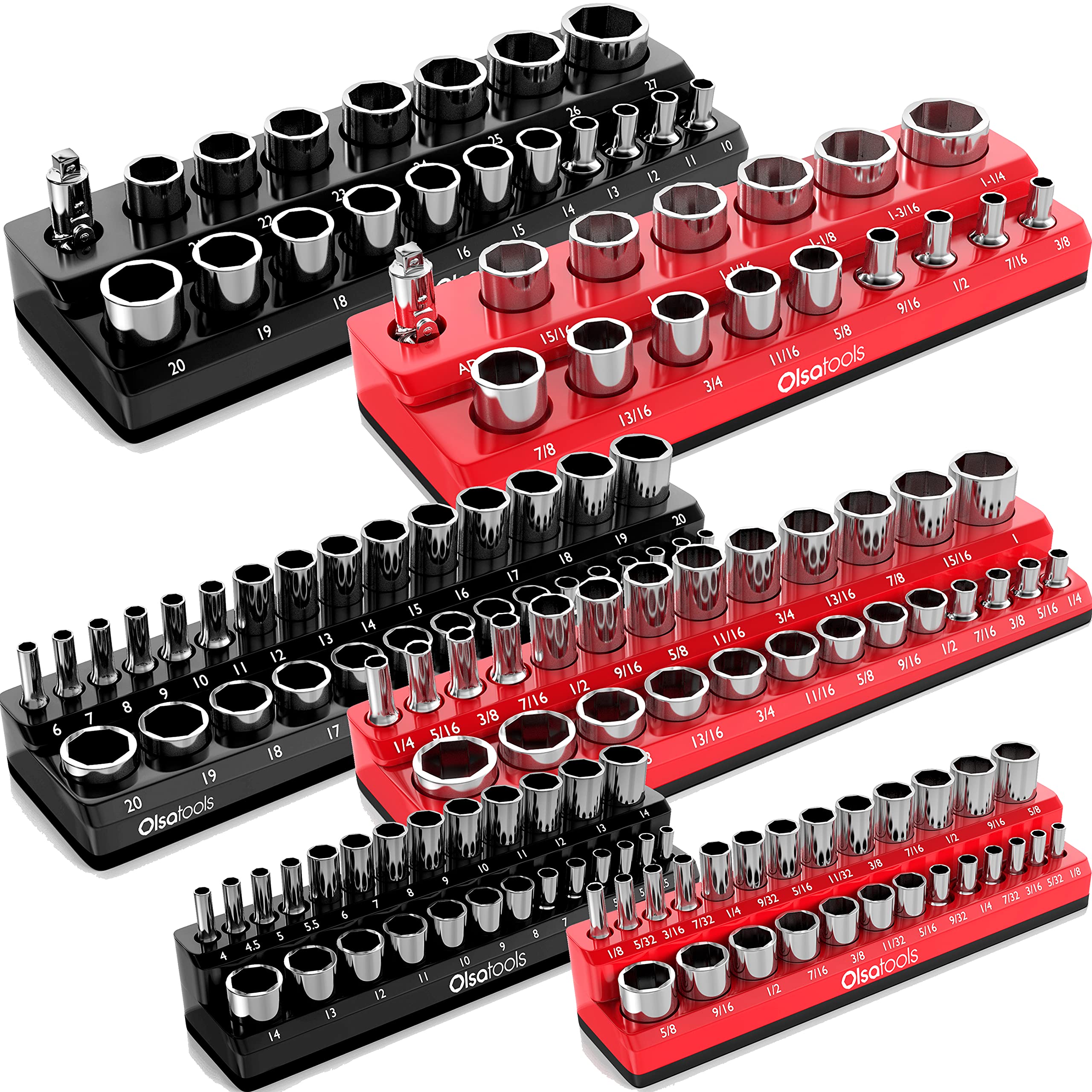 Olsa Tools Magnetic Socket Organizer Set - 6-Piece 1/2