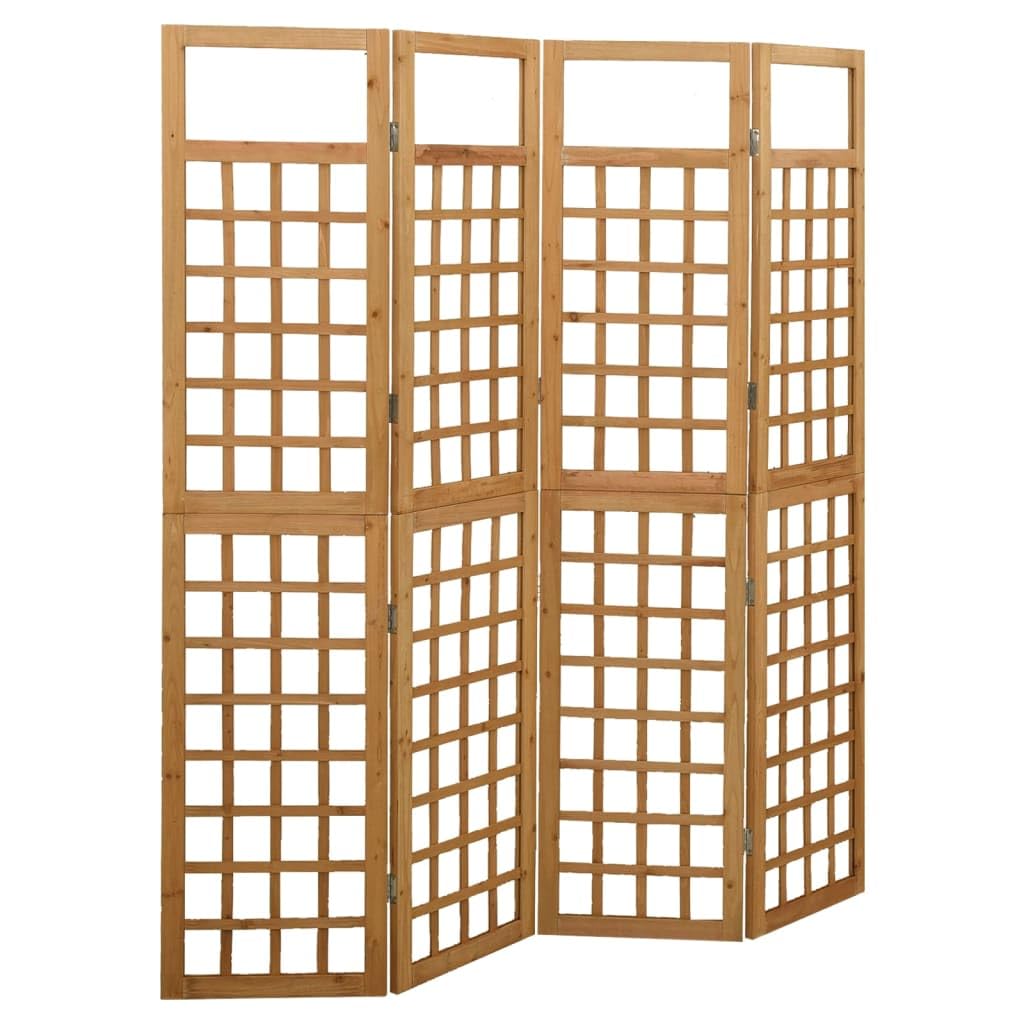 6-Panel Room Divider with Trellis Design - Solid Fir Wood Privacy Screen - 95.5