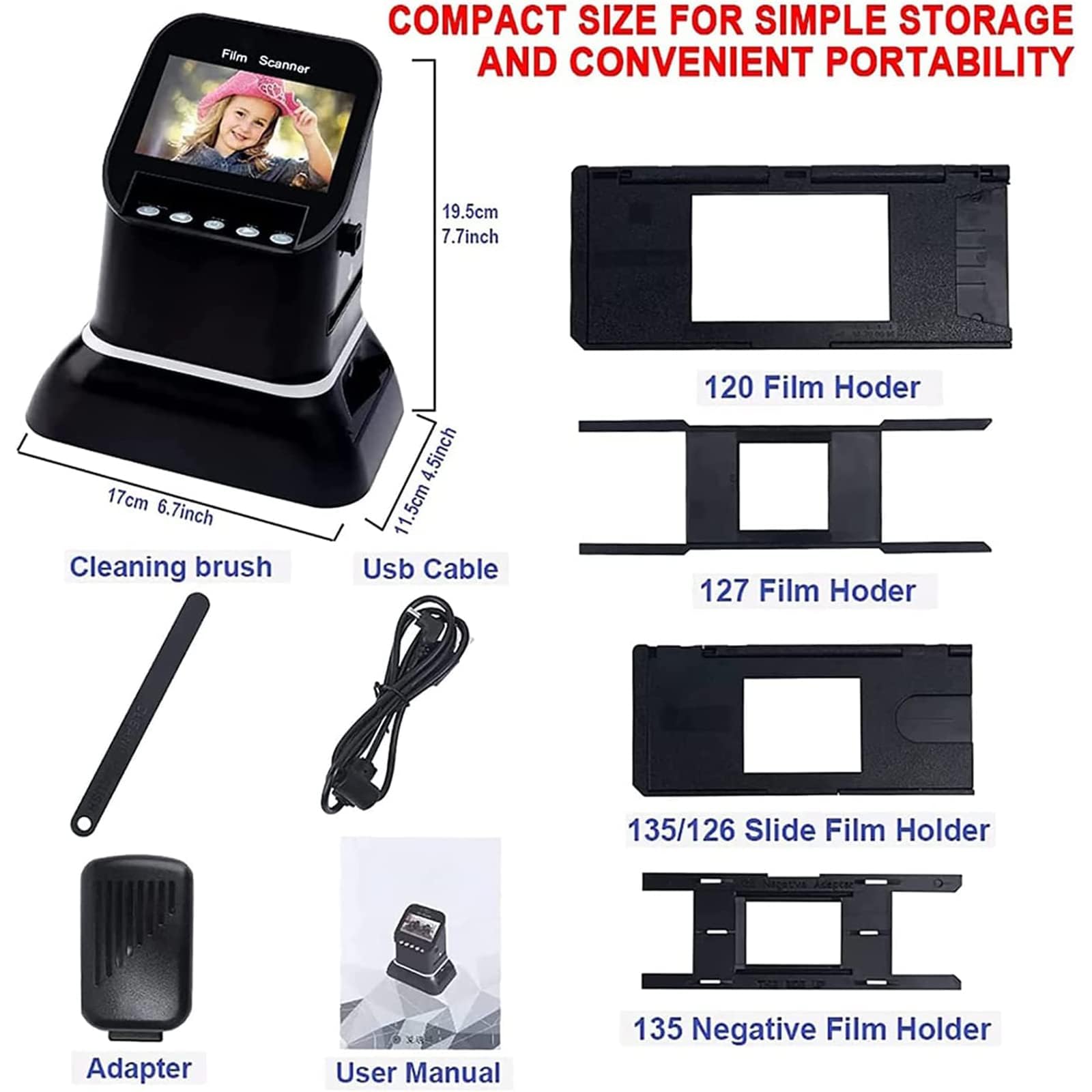 High Resolution 120 Film Scanner - 1080P LCD Digital Film Converter for 35mm/135/126/127 Negatives & Slides to JPEG - Perfect for Archiving Old Photos, Digitizing Family Memories & Professional Photography
