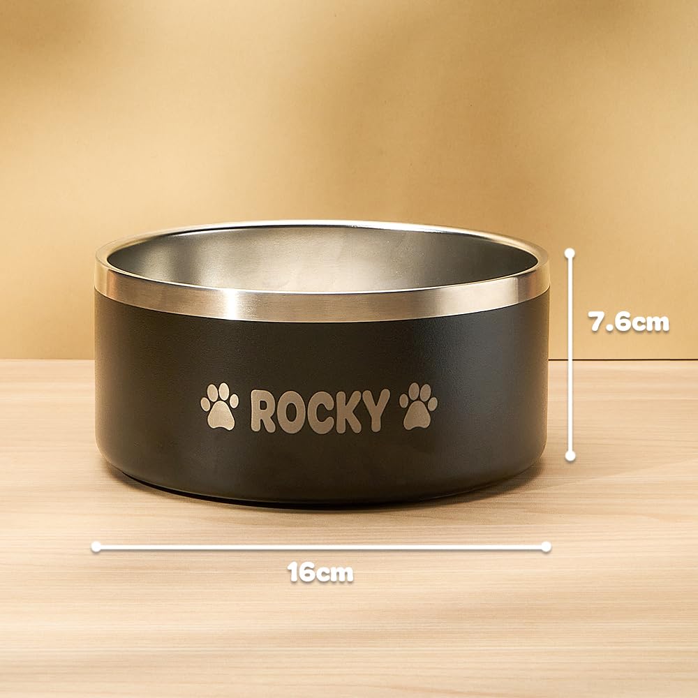 Personalized Dog Bowl with Name - 32oz Custom Engraved Stainless Steel Non-Slip Pet Food & Water Dish - Perfect for Dry Food, Wet Food and Water - Great for Home, Travel & Outdoor Use