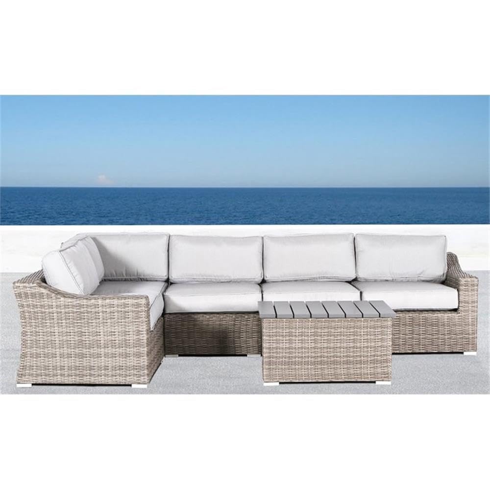 All-Weather Resort-Grade Outdoor Patio Sofa Set with Back Cushions - 6-Piece Wicker Conversation Set in Marina Grey | Perfect for Poolside, Garden & Backyard Relaxation