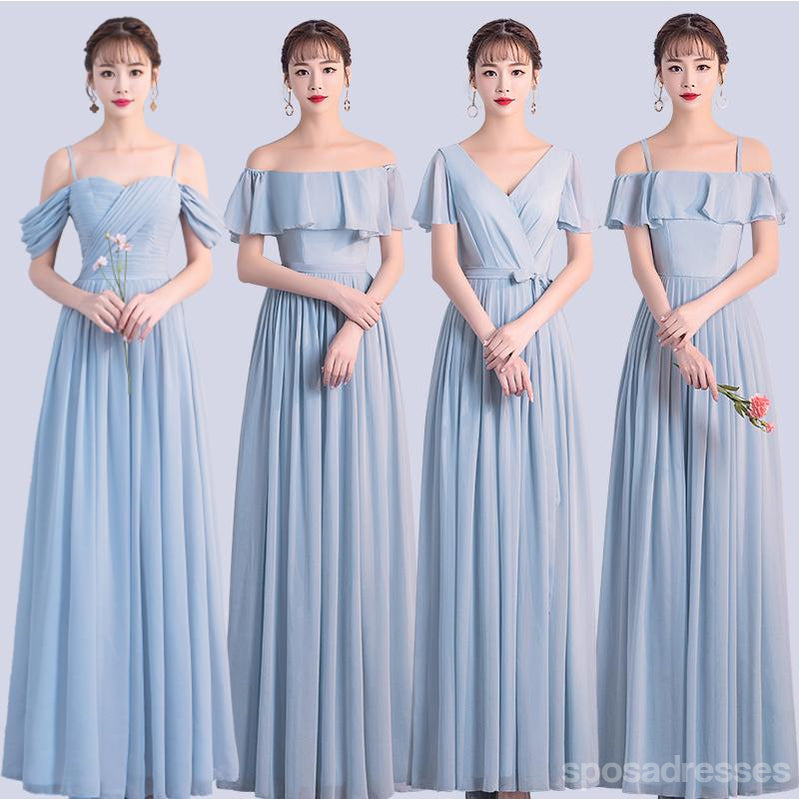 Elegant Chiffon Blue Mismatched Bridesmaid Dresses - WG758 | Perfect for Weddings, Formal Events & Special Occasions
