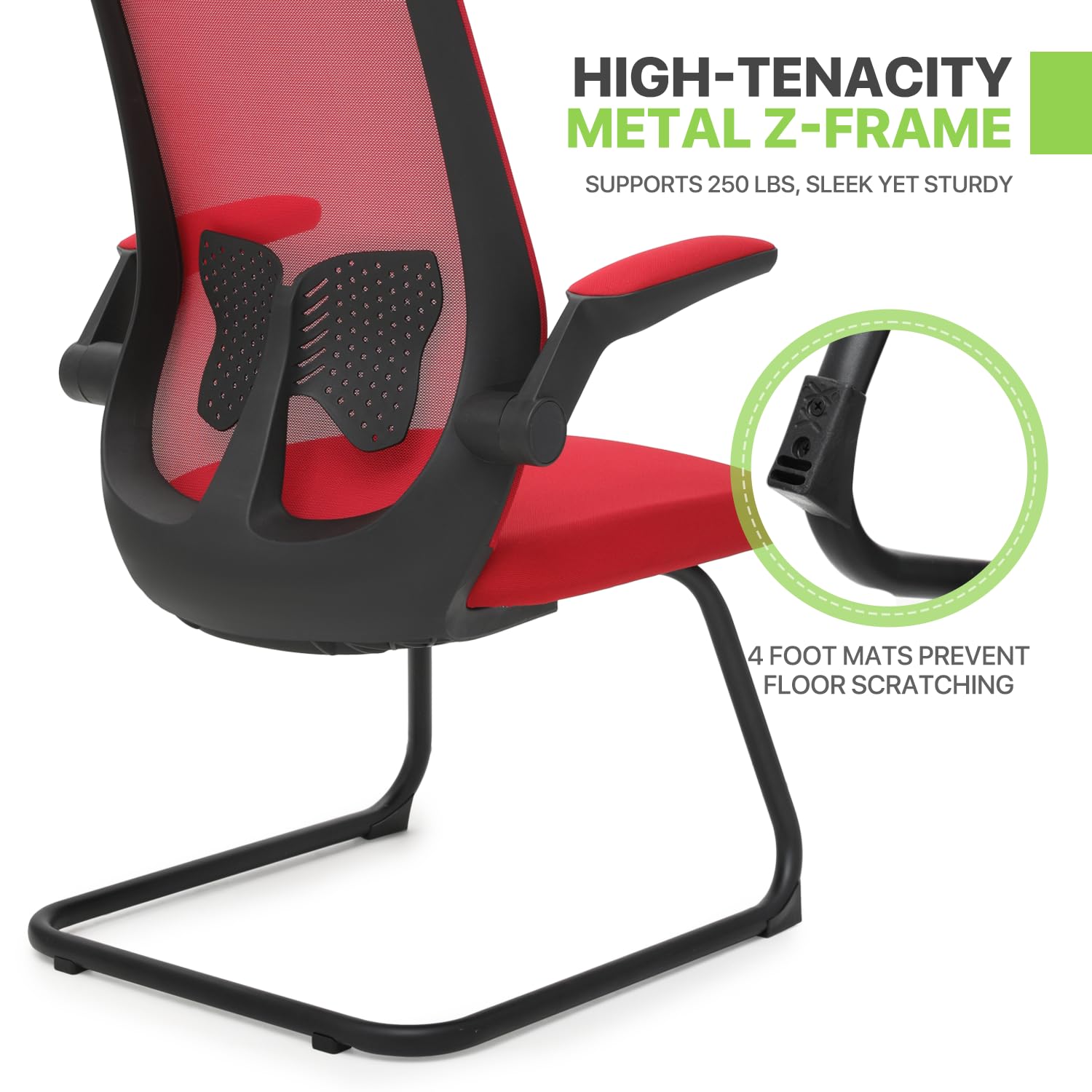 Magshion Mesh Office Chair with Lumbar Support - Mid Back Guest Chair for Conference & Reception (Red)